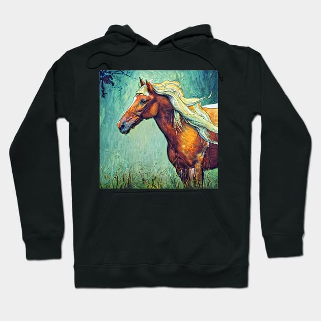 sketch of a horse in greens Hoodie by bogfl